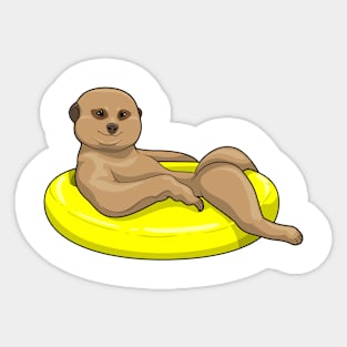 Meerkat Swimming Lifebuoy Sticker